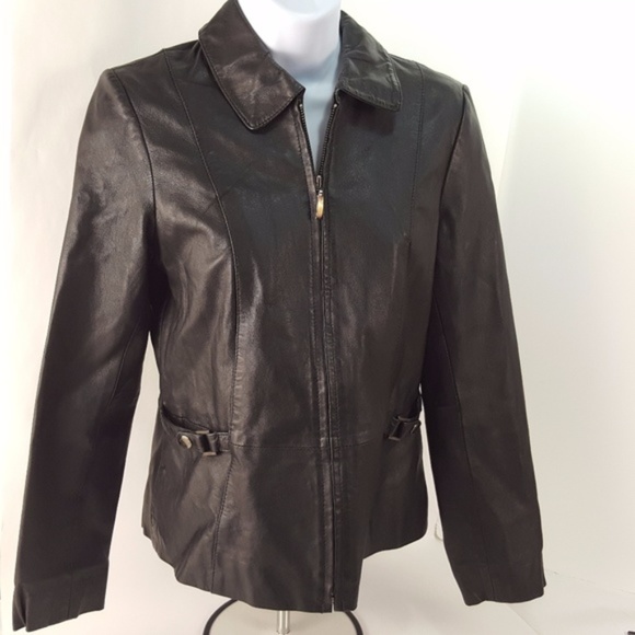 Style & Co. Jackets & Blazers - Style & Co. Petite Black Leather Jacket